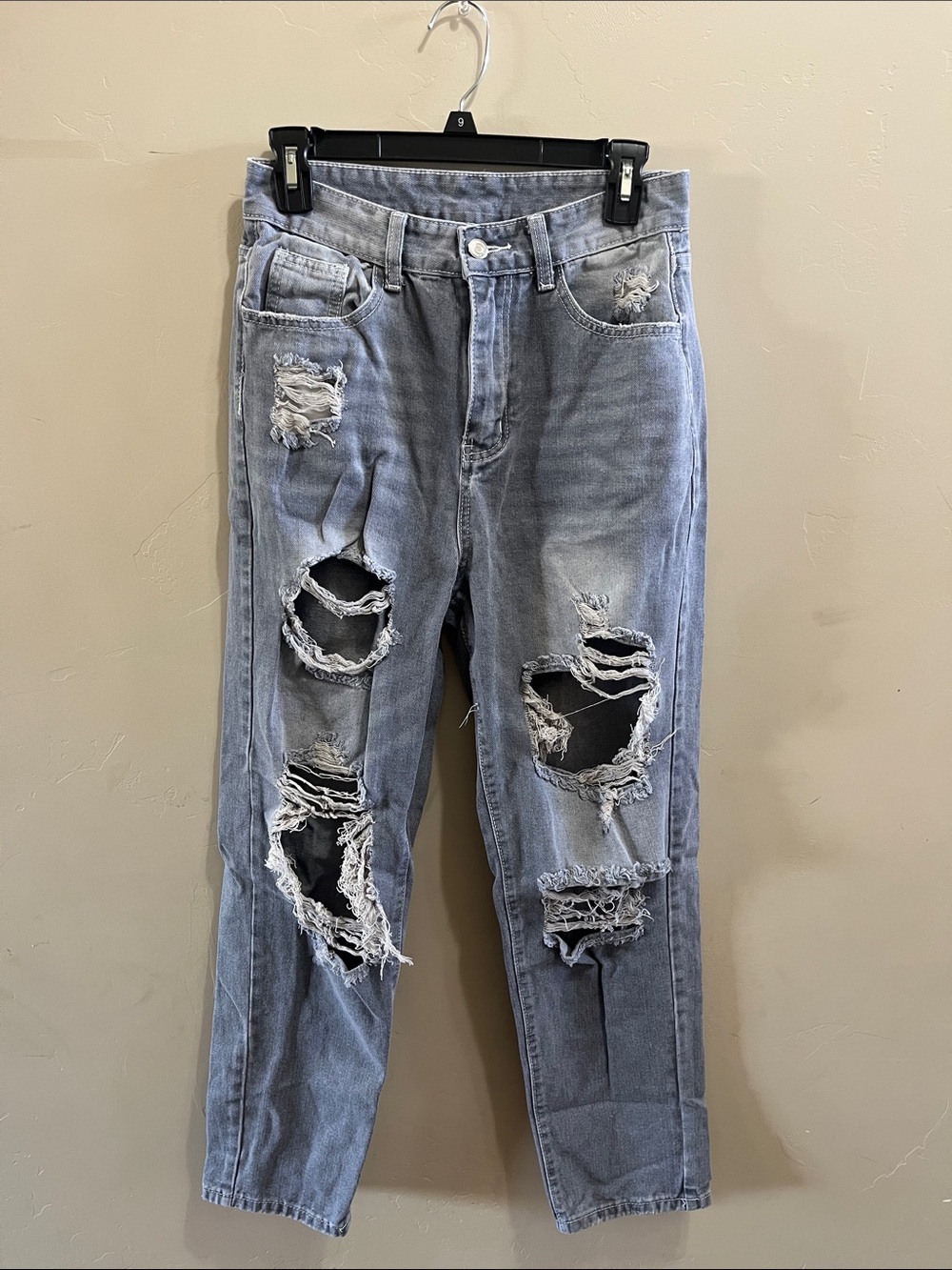 Slim Straight Distressed Gray Jeans